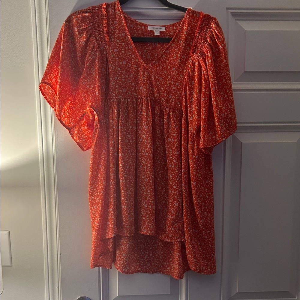 Mittoshop Red Floral Blouse